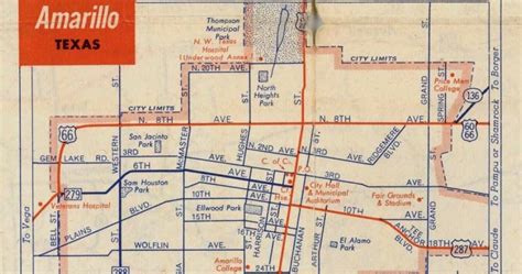 History of Amarillo, Texas: Map of Amarillo: c. 1956   1960