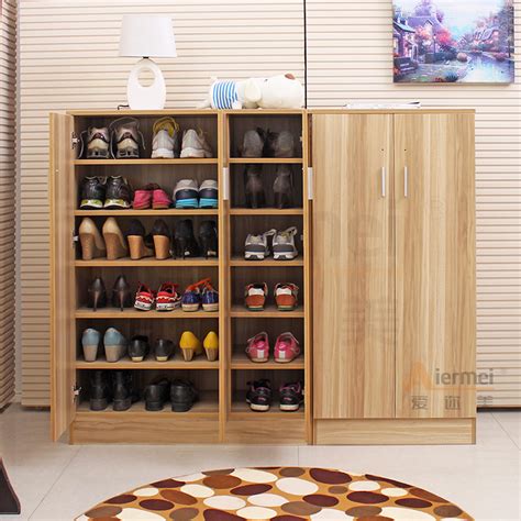 Home Furniture Solid Teak Wood Shoe Storage Cabinet Design ...