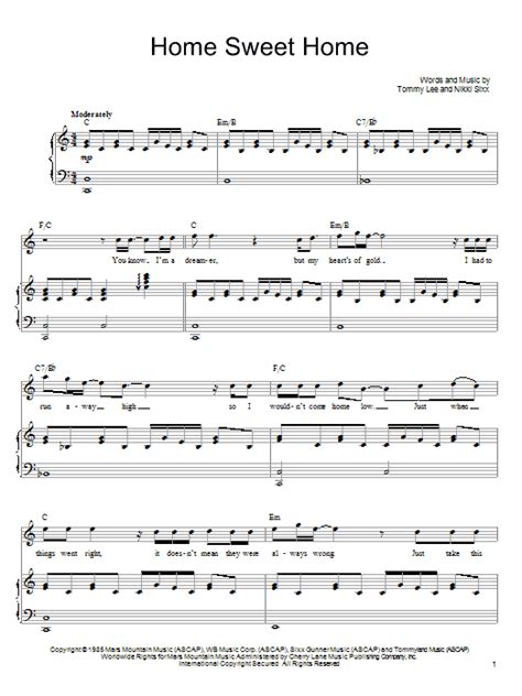 Home Sweet Home sheet music by Motley Crue  Piano, Vocal ...