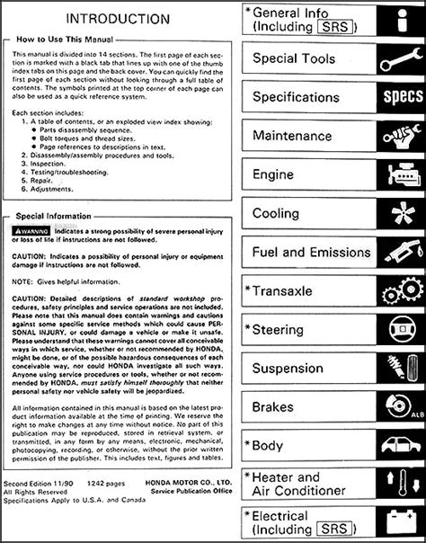 Honda Accord 1991 Repair Manual   Professional User Manual ...