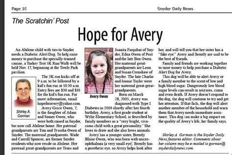 Hope for Avery – Snyder Daily News | Hope for Avery