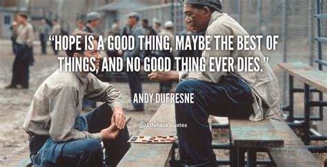 Hope is a Good Thing.   The Shawshank Redemption