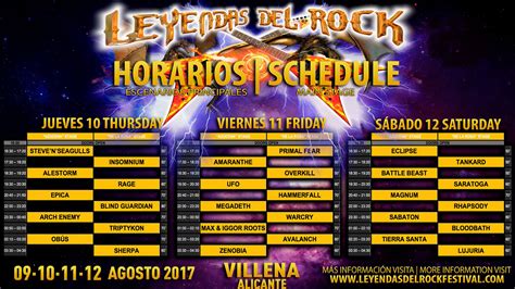 Horarios del LEYENDAS DEL ROCK 2017 Fotoconciertos