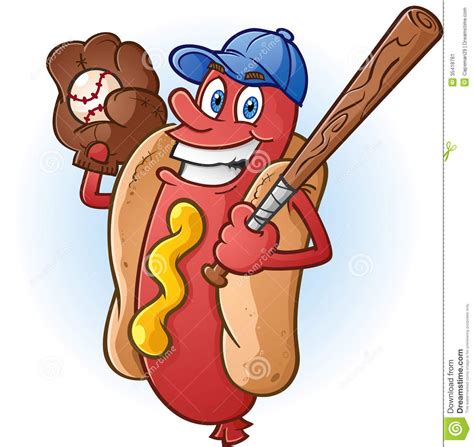 Hot Dog Baseball Cartoon Character Stock Vector   Image ...