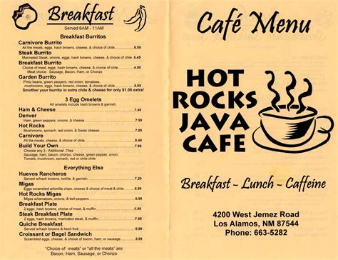 Hot Rocks Java Cafe Menu, Menu for Hot Rocks Java Cafe ...