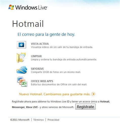 Hotmail | Crear una cuenta de Correo Gratuita