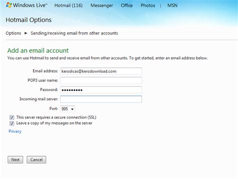 Hotmail permite receber e mails directamente de outros ...