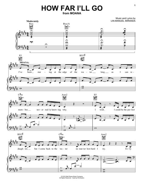 How Far I ll Go sheet music by Lin Manuel Miranda  Piano ...