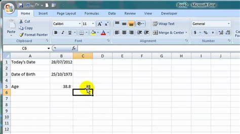 How to Calculate Age in Excel from a Date of Birth   YouTube