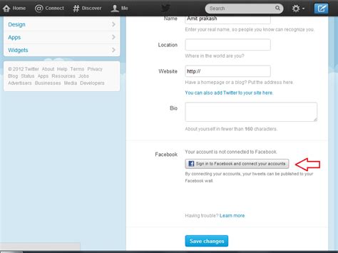How to connect Twitter with Facebook Account Step by step