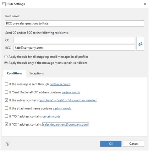 How to create Auto BCC rule in Outlook 2016, 2013   2007