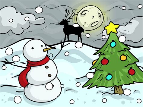 How to Draw a Christmas Landscape: 12 Steps  with Pictures
