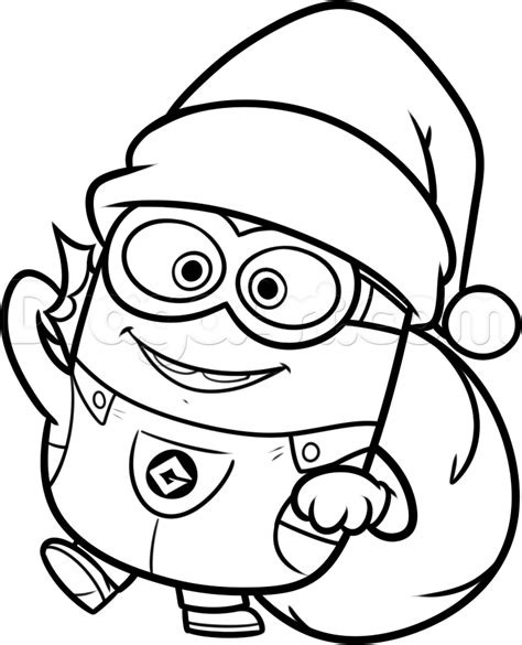 How to Draw a Christmas Minion, Step by Step, Christmas ...