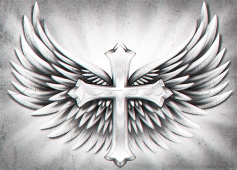How to Draw a Cross With Wings, Step by Step, Symbols, Pop ...