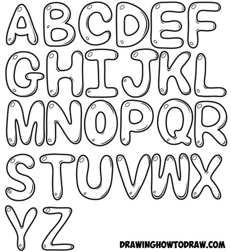 How to Draw Bubble Letters in Easy Step by Step Drawing ...