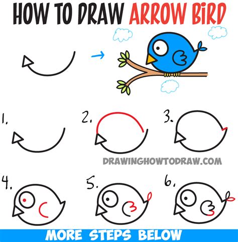 How to Draw Cute Cartoon Bird Illustration from Arrow ...