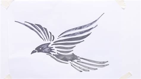 How to draw flying bird tribal tattoo   YouTube