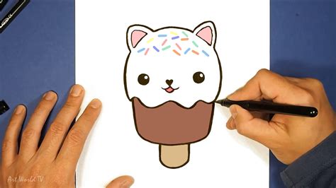 How to Draw Kawaii Cat Ice Cream   Como Dibujar Helado ...