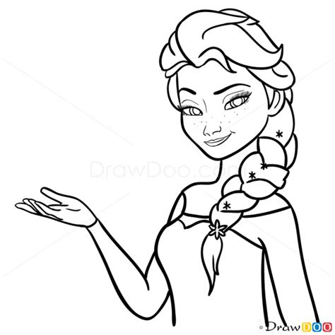 How to Draw Snow Queen Elsa, Frozen   How to Draw, Drawing ...