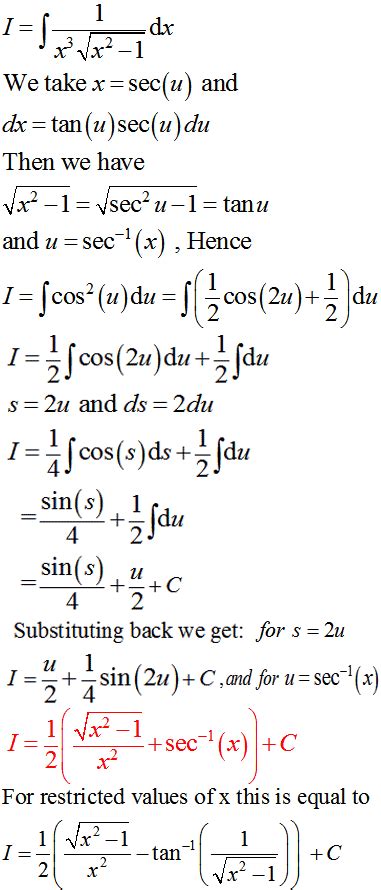 How to find the integral of 1/x^3sqrt  x^2 1    Quora
