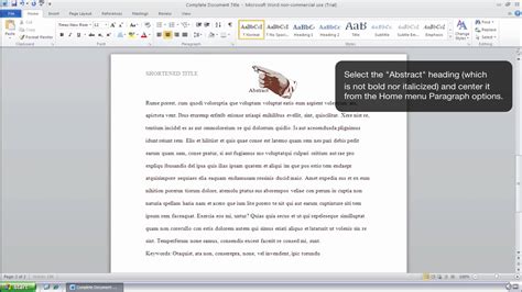 How to Format an Abstract Page in APA Style   MS Word 2010 ...