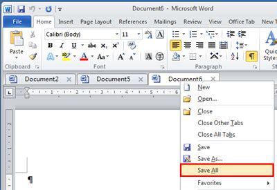 How to save all documents in Word?