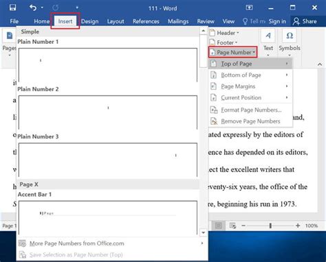 How to Set up Page Numbers in Word 2016/2013