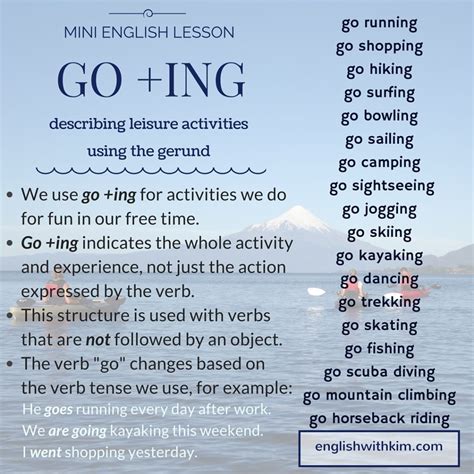 How to Use Go +Ing  the Gerund  to Describe Fun Activities ...