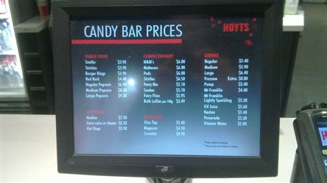 Hoyts candy bar price list — GNU MediaGoblin