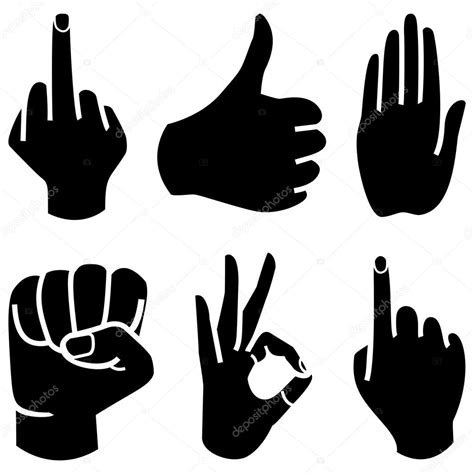 Humanos colección mano, señales de manos diferentes gestos ...
