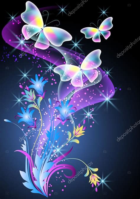 Humo, flores y mariposas — Vector de stock © Marisha #57314241