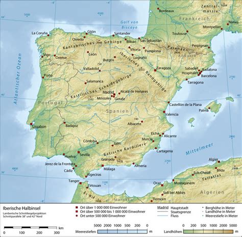 Iberian Peninsula Physical Map   Spain • mappery