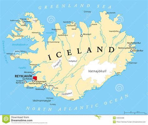 Iceland Political Map stock vector. Illustration of ...