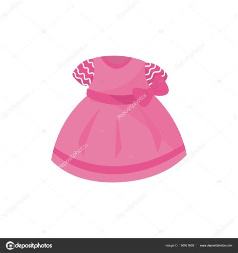 Icono de adorable vestido rosa con moño para niña. Moda ...