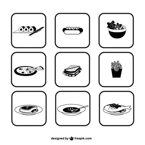 Iconos de alimentos en blanco y negro | Descargar Vectores ...