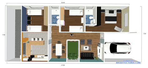 Idea de casa pequeña de un piso 127 metros cuadrados ...