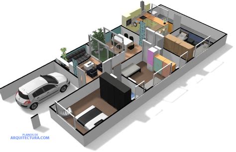 Idea de PLANO DE CASA de un piso | Planos de Arquitectura