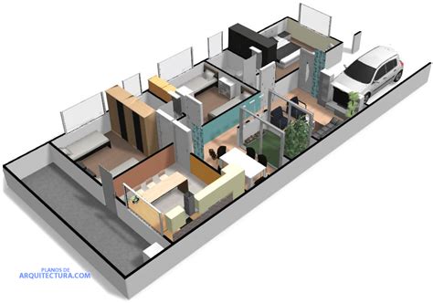 Idea de PLANO DE CASA de un piso | Planos de Arquitectura