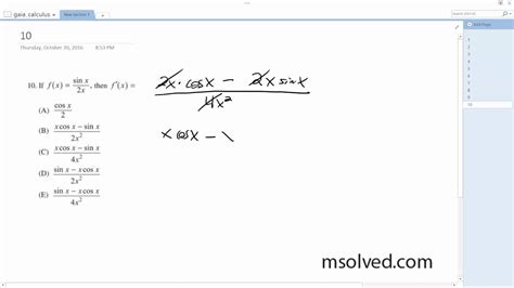 If f x  =  sin x / 2x , the f  x  =  x cos x   sin x / 2x ...