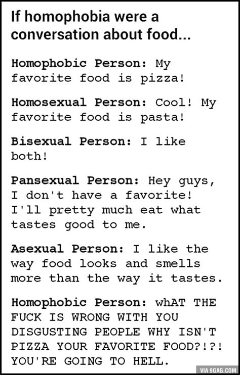 If homophobia were a conversation about food…   9GAG
