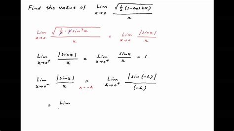 [IIT 1991] Find the limit of sqrt[ 1   cos2x /2] / x as x ...
