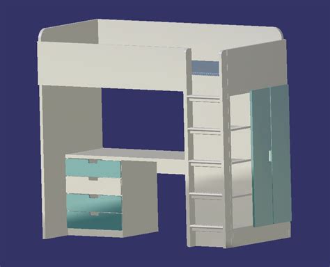 IKEA STUVA bed   STEP / IGES,CATIA   3D CAD model   GrabCAD