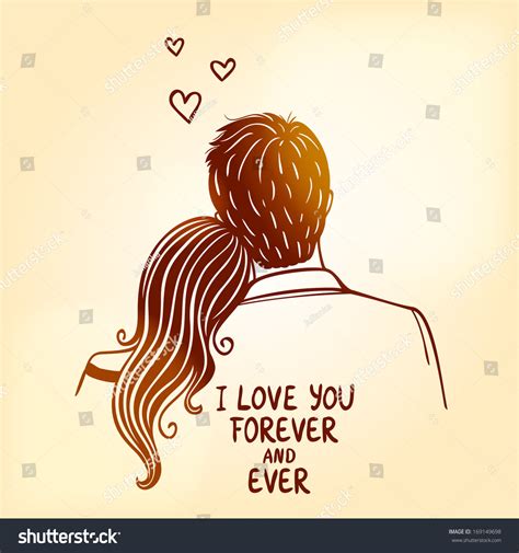 Illustration Doodle Silhouette Loving Couple Stock Vector ...