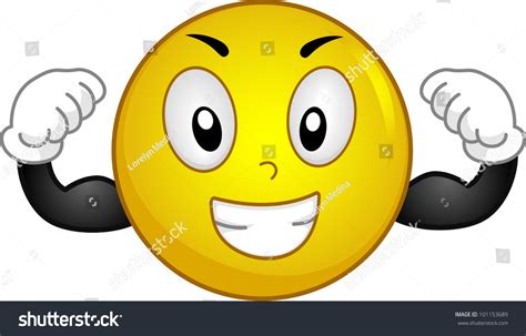 Illustration Smiley Flexing Muscles Stock Vector 101153689 ...