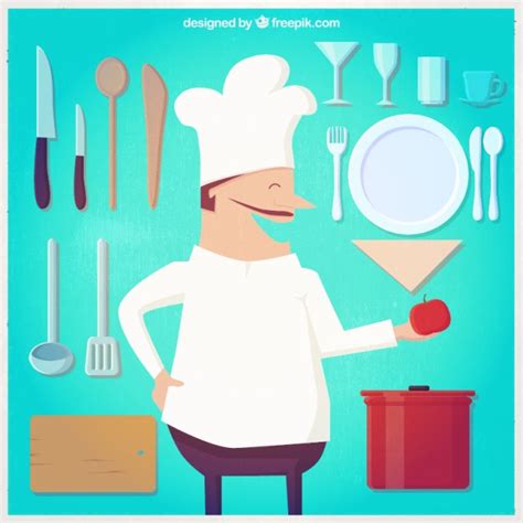 Ilustração Chef e utensílios de cozinha | Baixar vetores ...