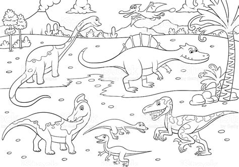 Ilustración De Dibujos Animados De Dinosaurios Para ...