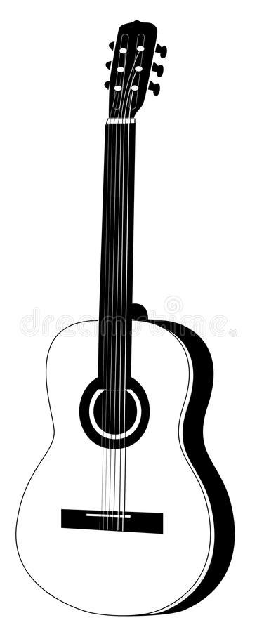 Ilustración De La Guitarra Acústica Blanco Y Negro Stock ...