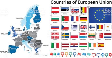 Ilustración de Los Países De La Unión Europea Banderas Y ...