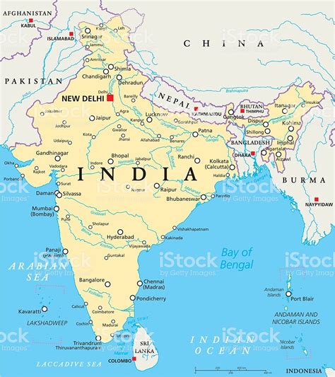 Ilustración de Mapa Político De La India y más banco de ...