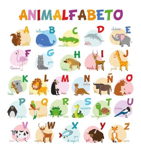 Ilustración de vector Alfabeto ilustrado con animales para ...